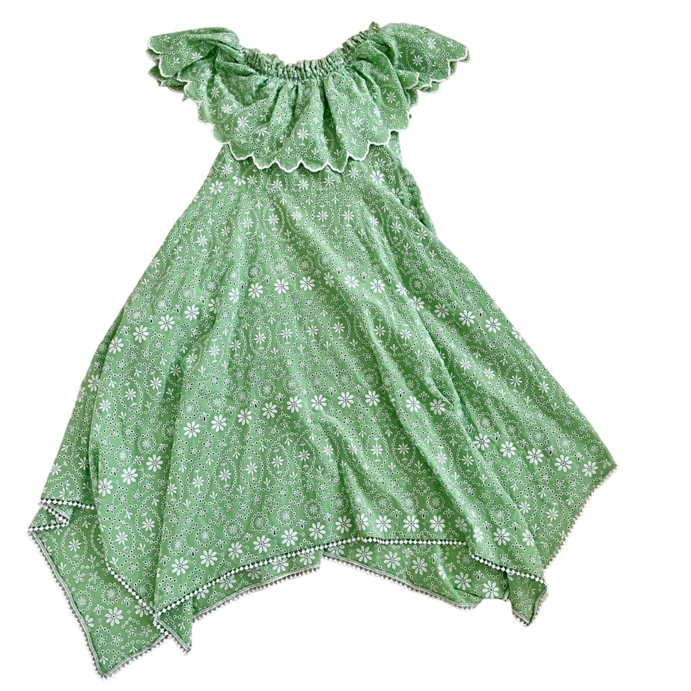Charo Ruiz Ibiza Khadi Off-the-Shoulder Ruffled Eyelet Mint Green Dress Large - Picture 3 of 9